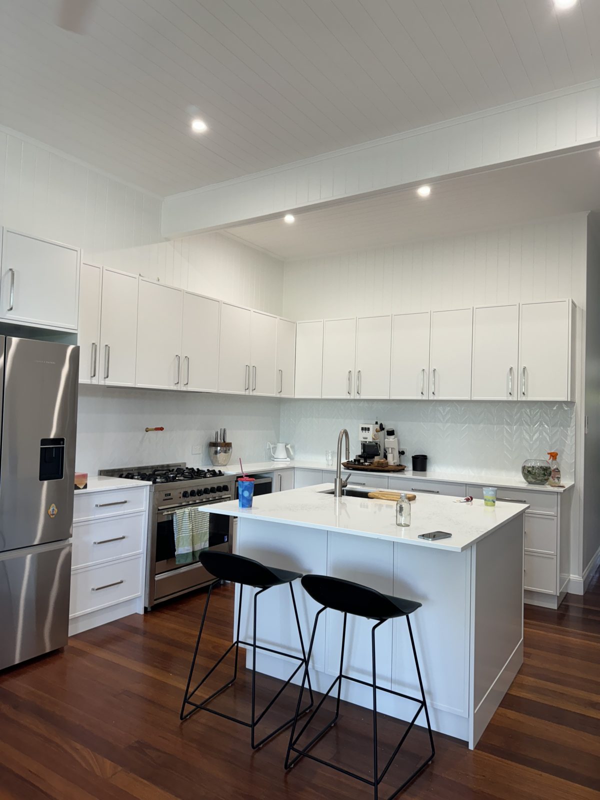 White shaker kitchen with island